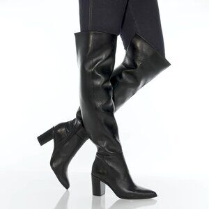 SHUTZ “Mikki Block OTK” Black Leather Over the Knee Boots U.S. Size 8B